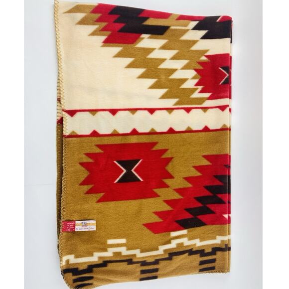 St. Labre Indian School Soft Fleece Throw Blanket Southwest Aztec Brown Red Colo - Picture 3 of 10